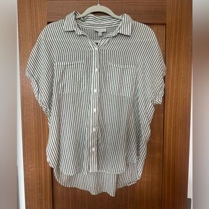 Lucky Brand Striped Button-Up Shirt Size Medium Relaxed Fit Short Sleeve